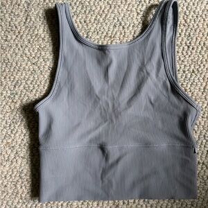 Lululemon Light Gray Ribbed Low Back Cropped Top Size 4
